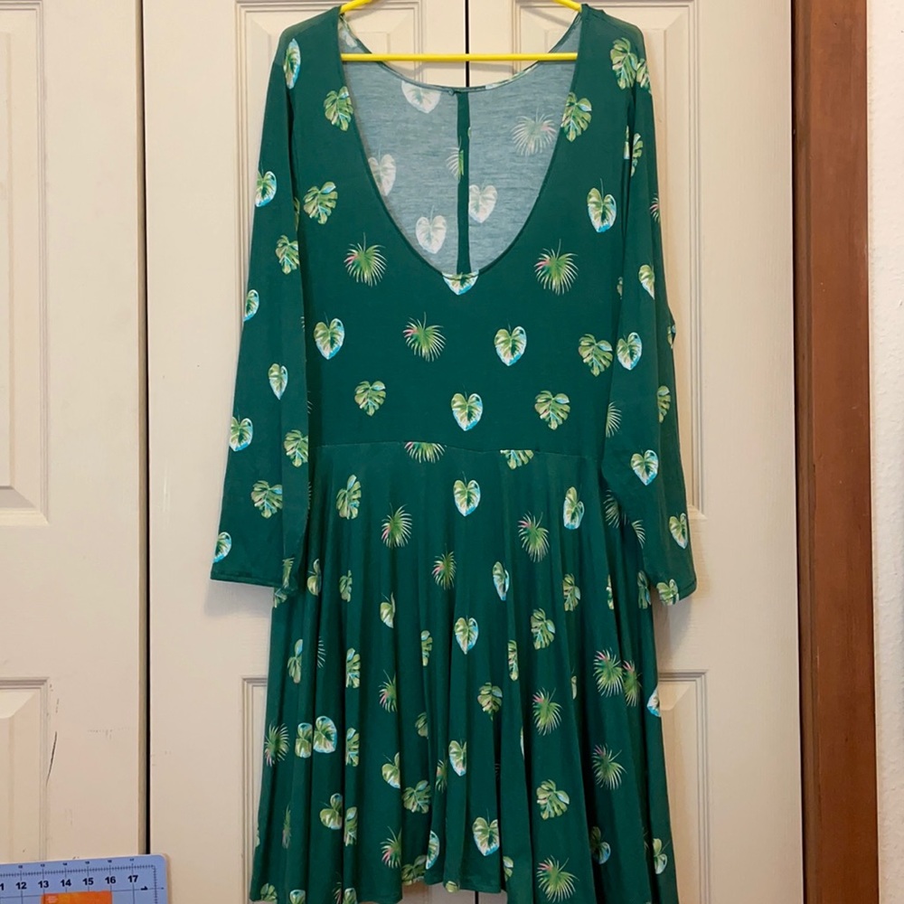 HANDMADE emerald green botanical dress